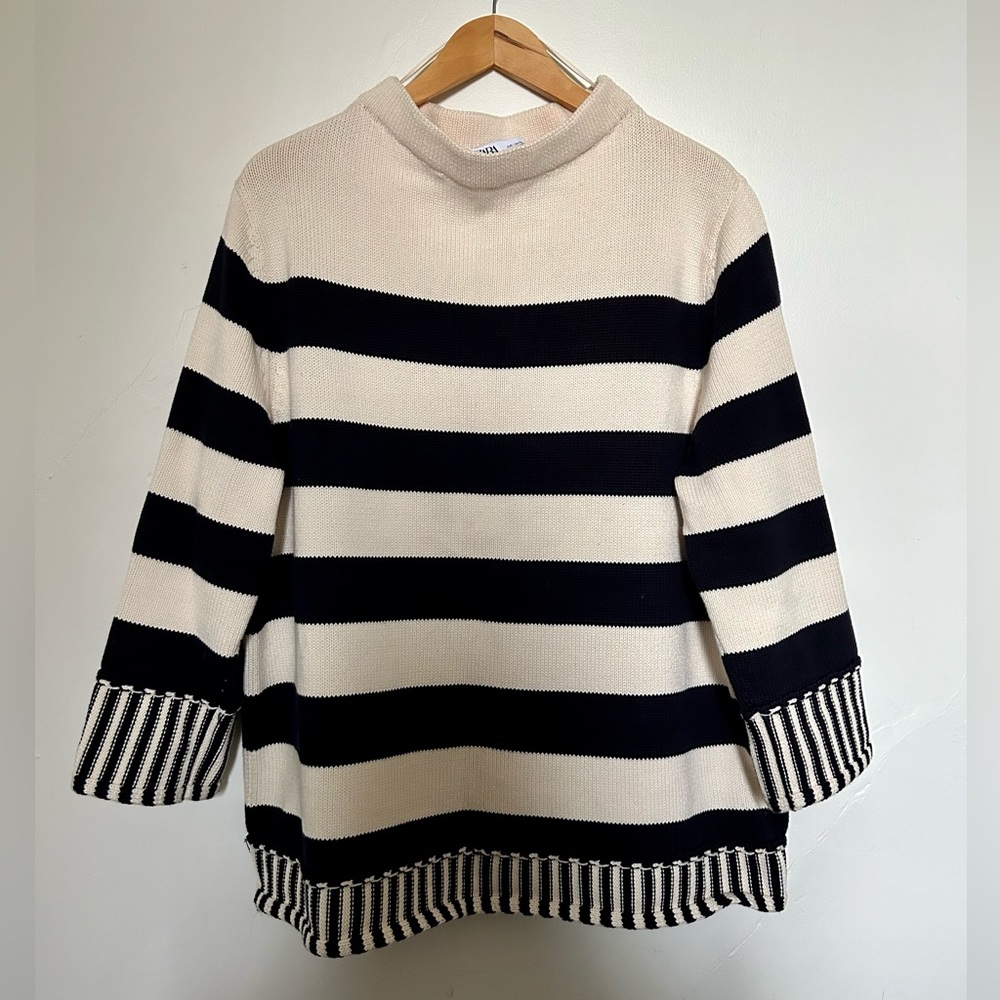 ZARA 100% cotton oversized heavyweight knit sweater
